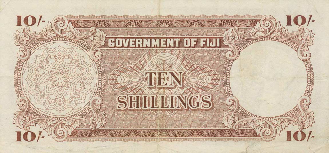 Back of Fiji p52b: 10 Shillings from 1961