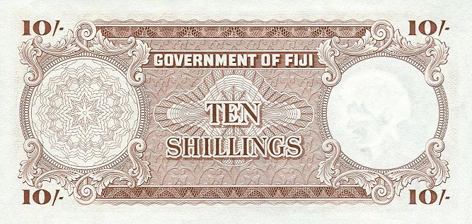 Back of Fiji p52e: 10 Shillings from 1965