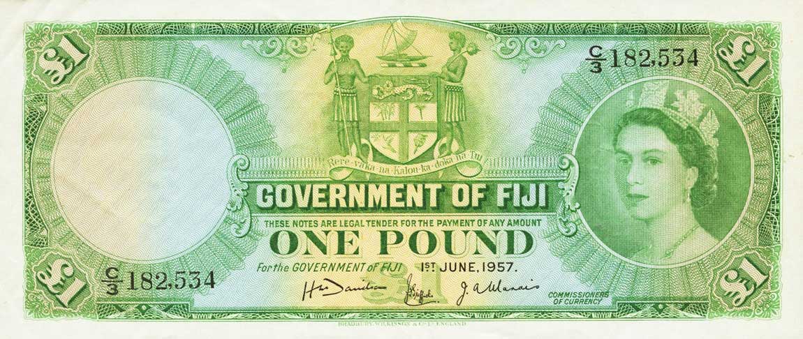 Front of Fiji p53b: 1 Pound from 1957