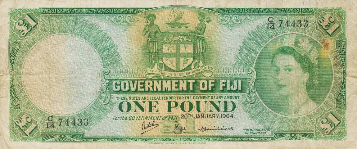 Front of Fiji p53f: 1 Pound from 1964