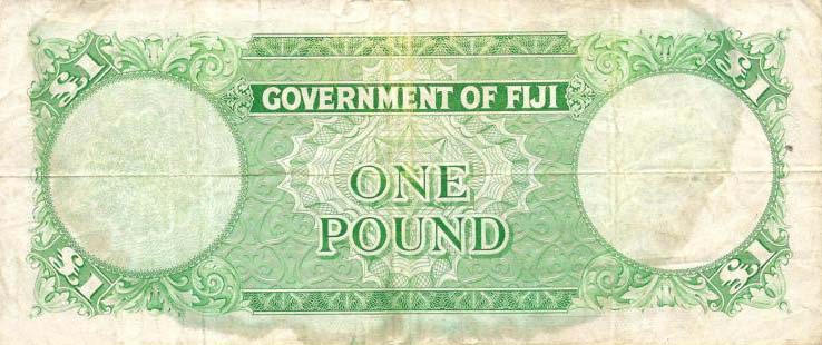 Back of Fiji p53g: 1 Pound from 1965