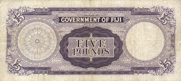 Back of Fiji p54c: 5 Pounds from 1960