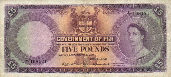 Front of Fiji p54c: 5 Pounds from 1960