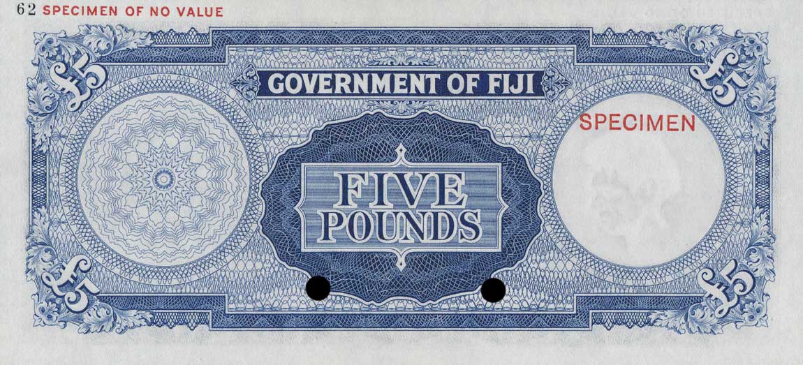 Back of Fiji p54cs: 5 Pounds from 1954