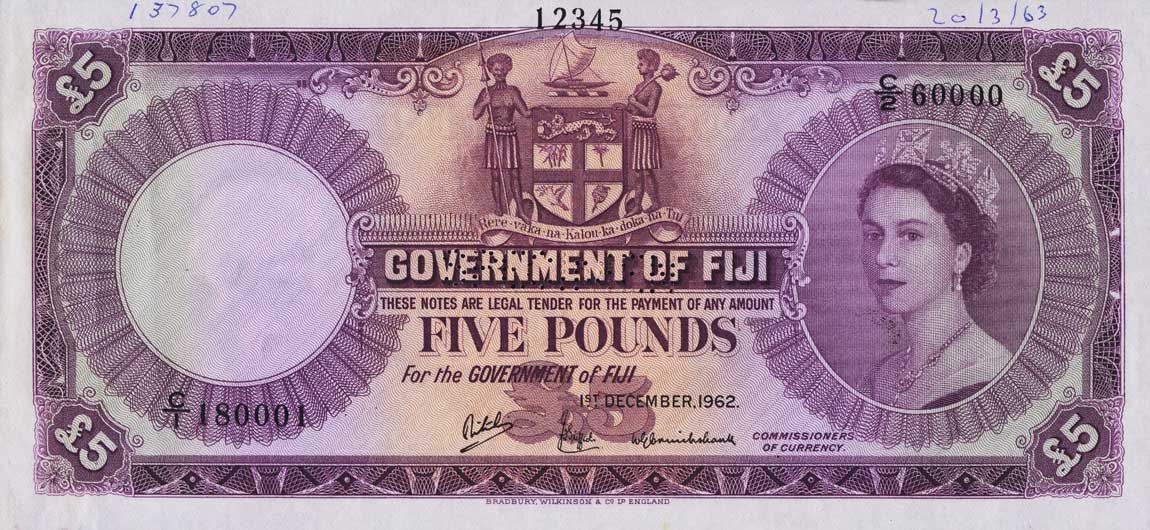 Front of Fiji p54s: 5 Pounds from 1954