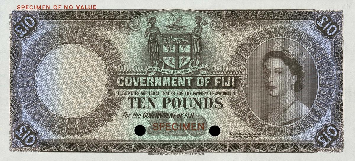 Front of Fiji p55cs: 10 Pounds from 1954