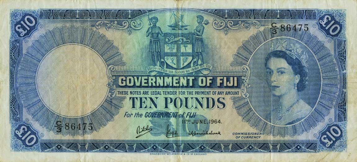 Front of Fiji p55e: 10 Pounds from 1964