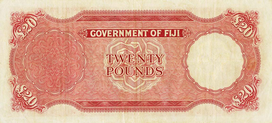 Back of Fiji p57a: 20 Pounds from 1954