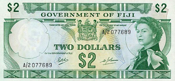 Front of Fiji p60a: 2 Dollars from 1968