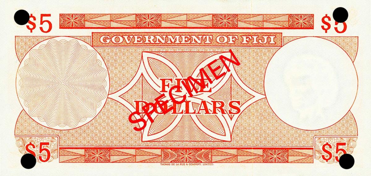 Back of Fiji p61s2: 5 Dollars from 1968