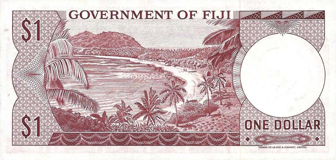 Back of Fiji p65a: 1 Dollar from 1971