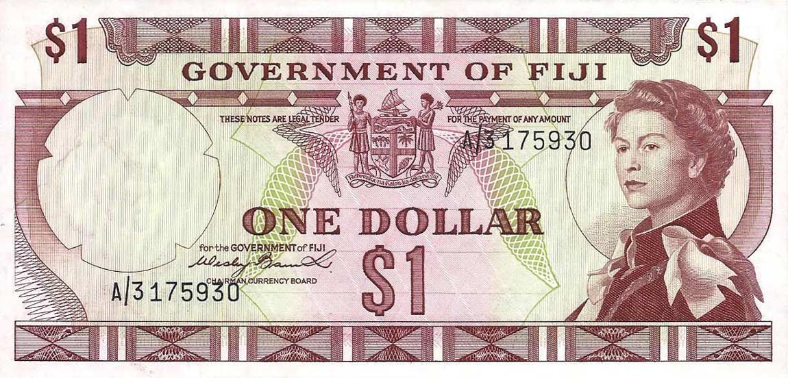 Front of Fiji p65a: 1 Dollar from 1971