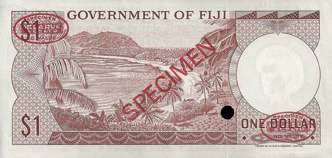 Back of Fiji p65s1: 1 Dollar from 1971
