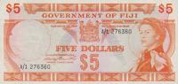 p67a from Fiji: 5 Dollars from 1971