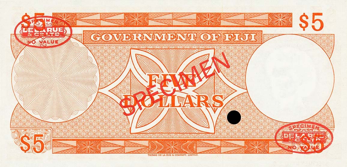 Back of Fiji p67s1: 5 Dollars from 1971