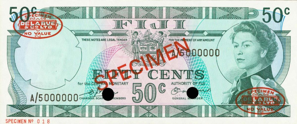 Front of Fiji p70s1: 50 Cents from 1974