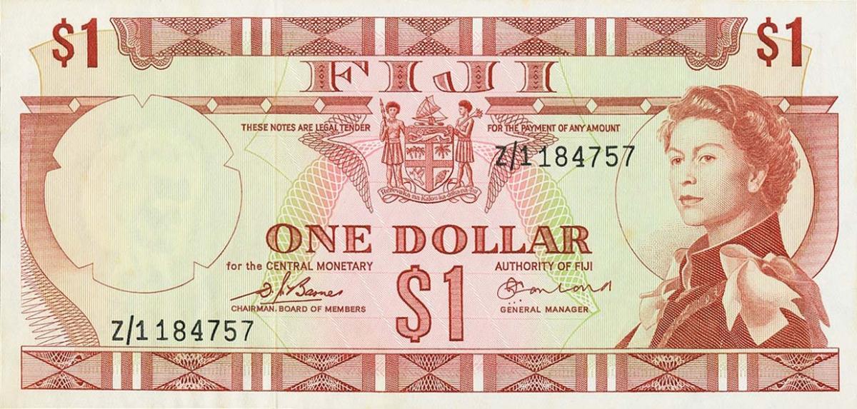 Front of Fiji p71ar: 1 Dollar from 1974