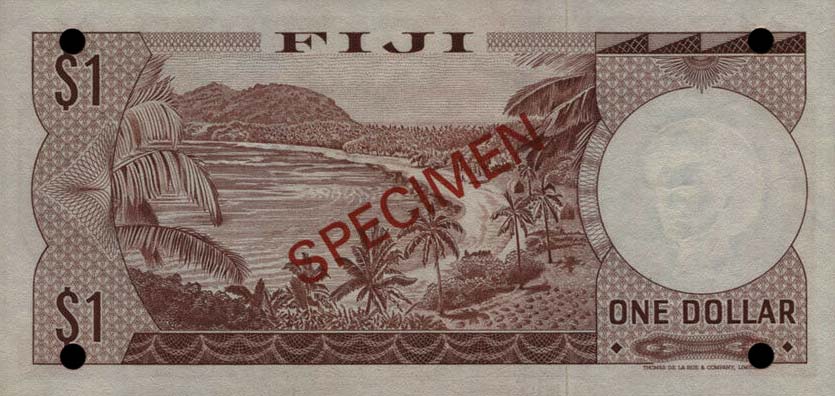 Back of Fiji p71s5: 1 Dollar from 1974