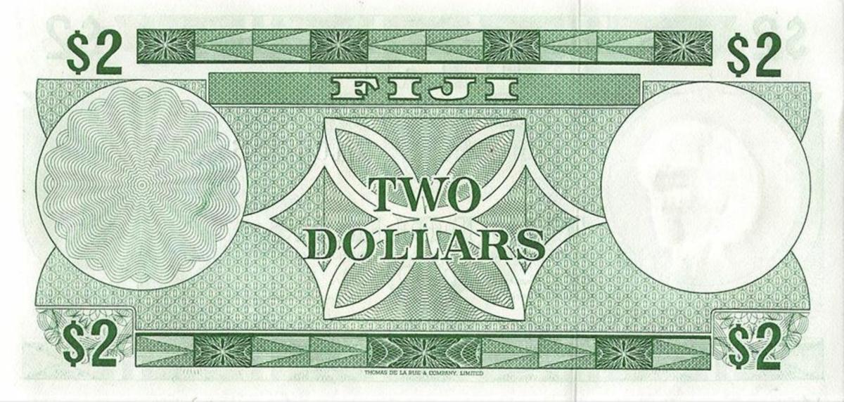 Back of Fiji p72ar: 2 Dollars from 1974