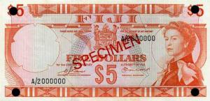 p73s2 from Fiji: 5 Dollars from 1974