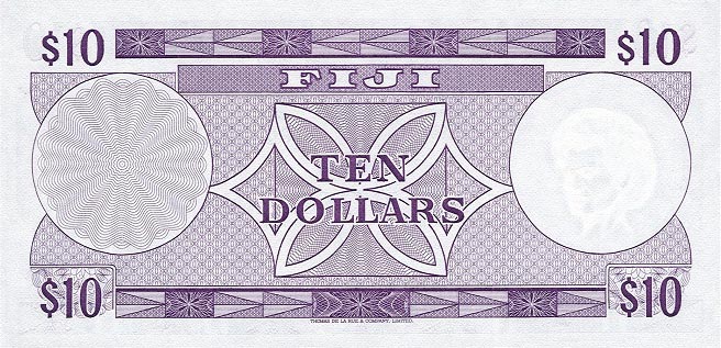 Back of Fiji p74c: 10 Dollars from 1974