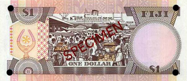 Back of Fiji p76s2: 1 Dollar from 1980