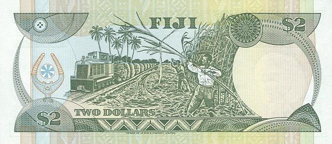 Back of Fiji p77a: 2 Dollars from 1980