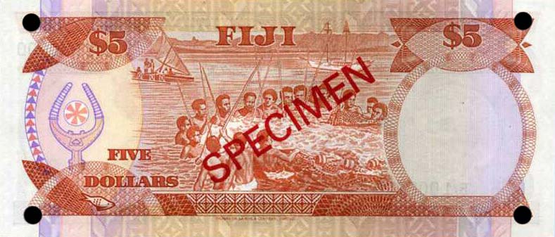 Back of Fiji p78s2: 5 Dollars from 1980