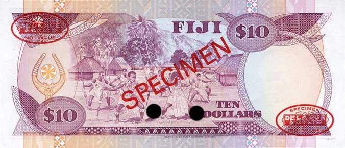 Back of Fiji p79s1: 10 Dollars from 1980