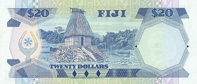 Back of Fiji p80a: 20 Dollars from 1980