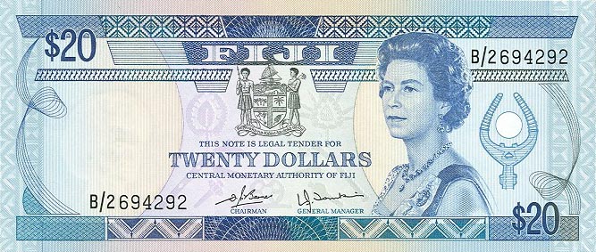 Front of Fiji p80a: 20 Dollars from 1980