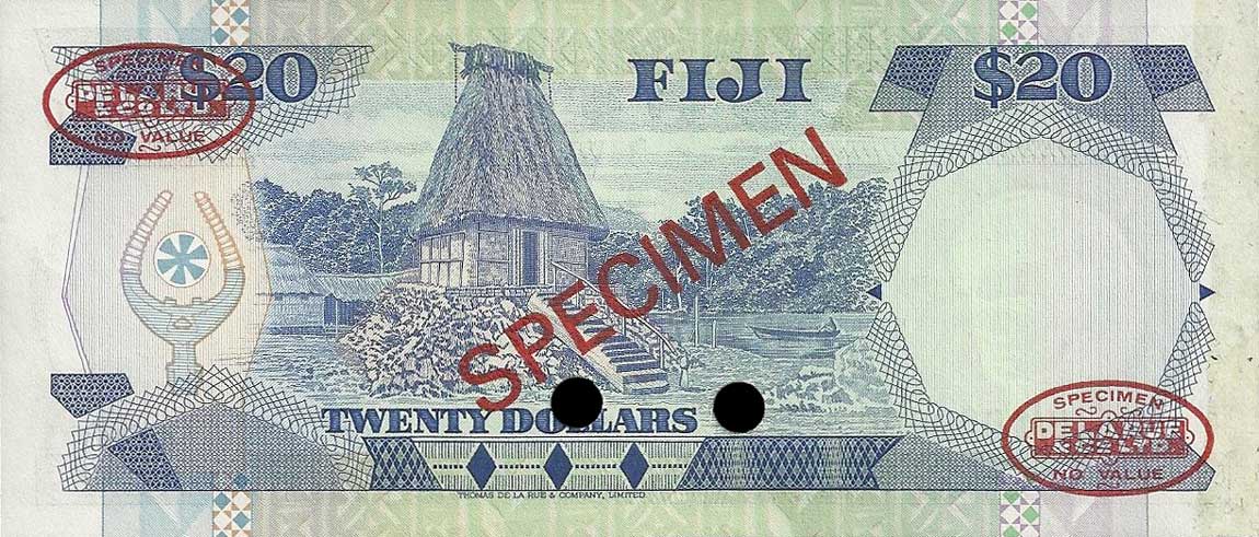 Back of Fiji p80s1: 20 Dollars from 1980