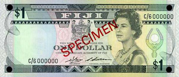 Front of Fiji p81s2: 1 Dollar from 1983