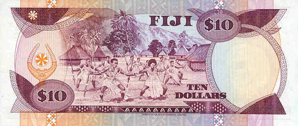 Back of Fiji p84a: 10 Dollars from 1986