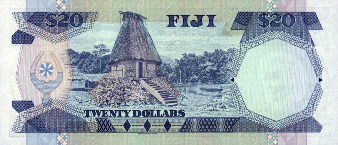 Back of Fiji p88a: 20 Dollars from 1988