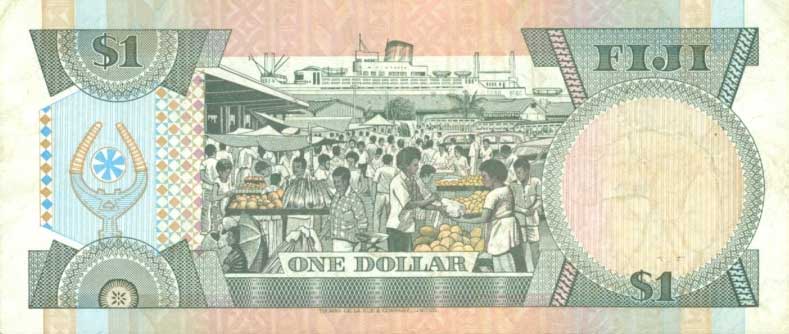 Back of Fiji p89a: 1 Dollar from 1993