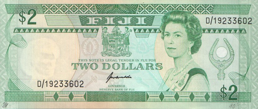 Front of Fiji p90a: 2 Dollars from 1995