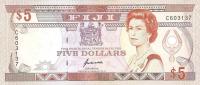 p91a from Fiji: 5 Dollars from 1991