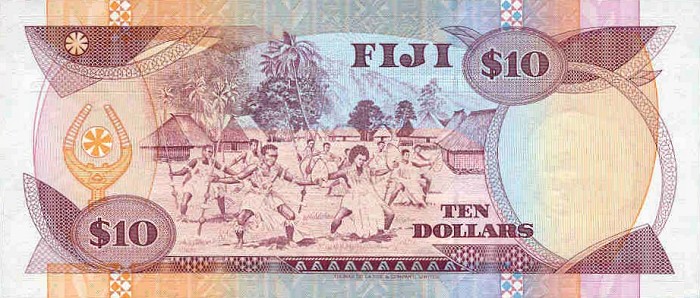 Back of Fiji p94a: 10 Dollars from 1992