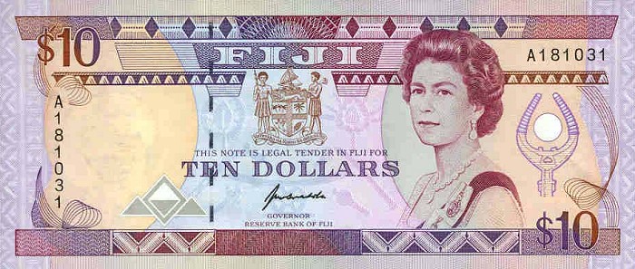 Front of Fiji p94a: 10 Dollars from 1992