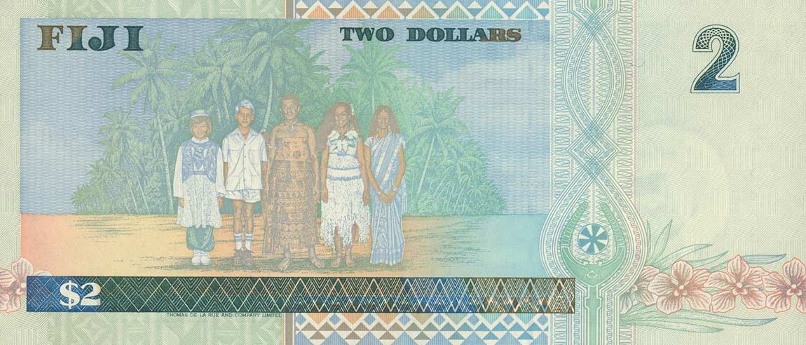 Back of Fiji p96a: 2 Dollars from 1996