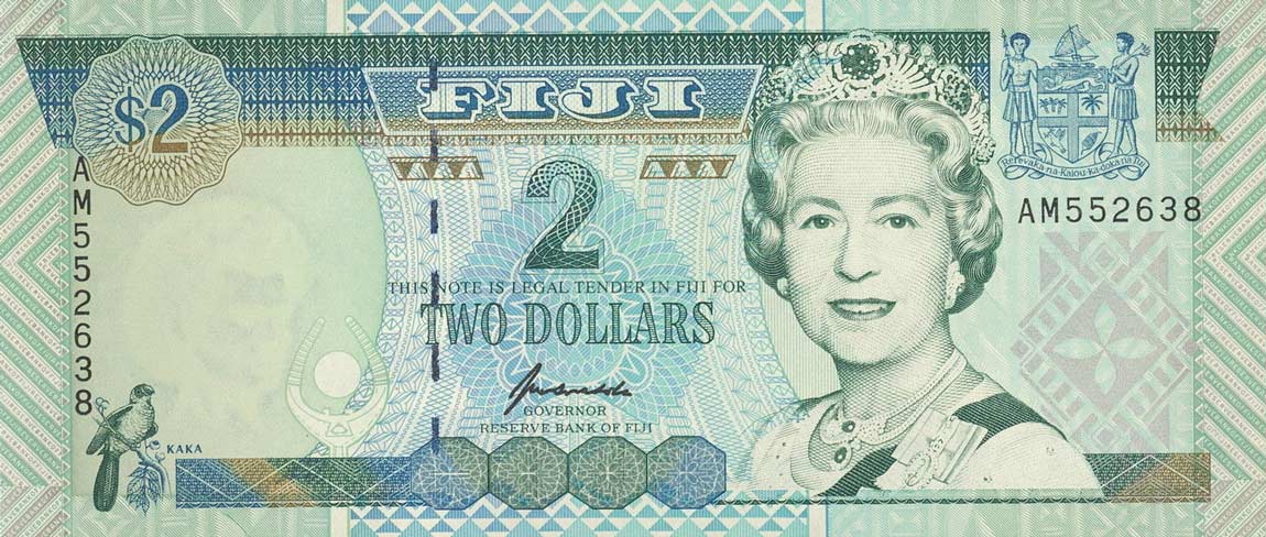 Front of Fiji p96a: 2 Dollars from 1996