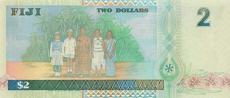 Back of Fiji p96br: 2 Dollars from 1996