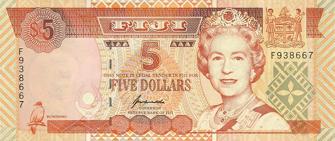 Front of Fiji p97a: 5 Dollars from 1995