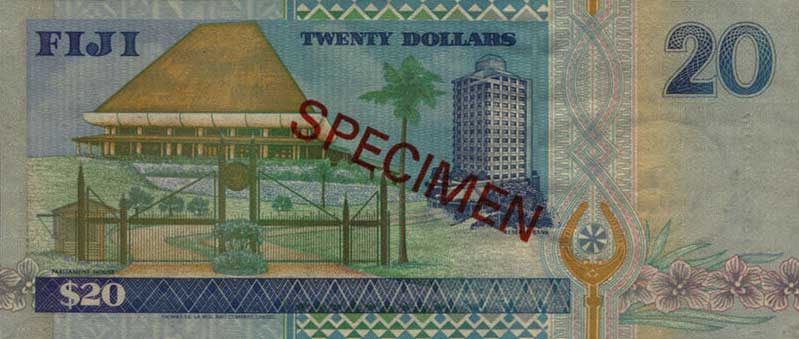 Back of Fiji p99s: 20 Dollars from 1996