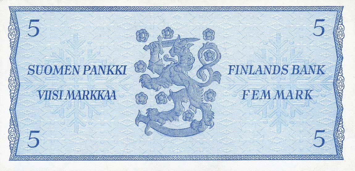 Back of Finland p103r: 5 Markkaa from 1963