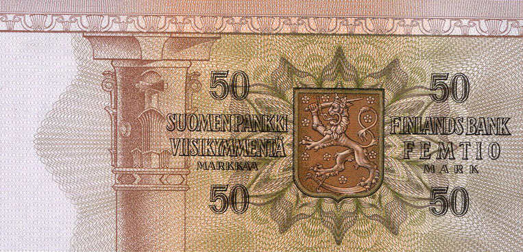 Back of Finland p108a: 50 Markkaa from 1977