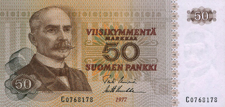 Front of Finland p108a: 50 Markkaa from 1977