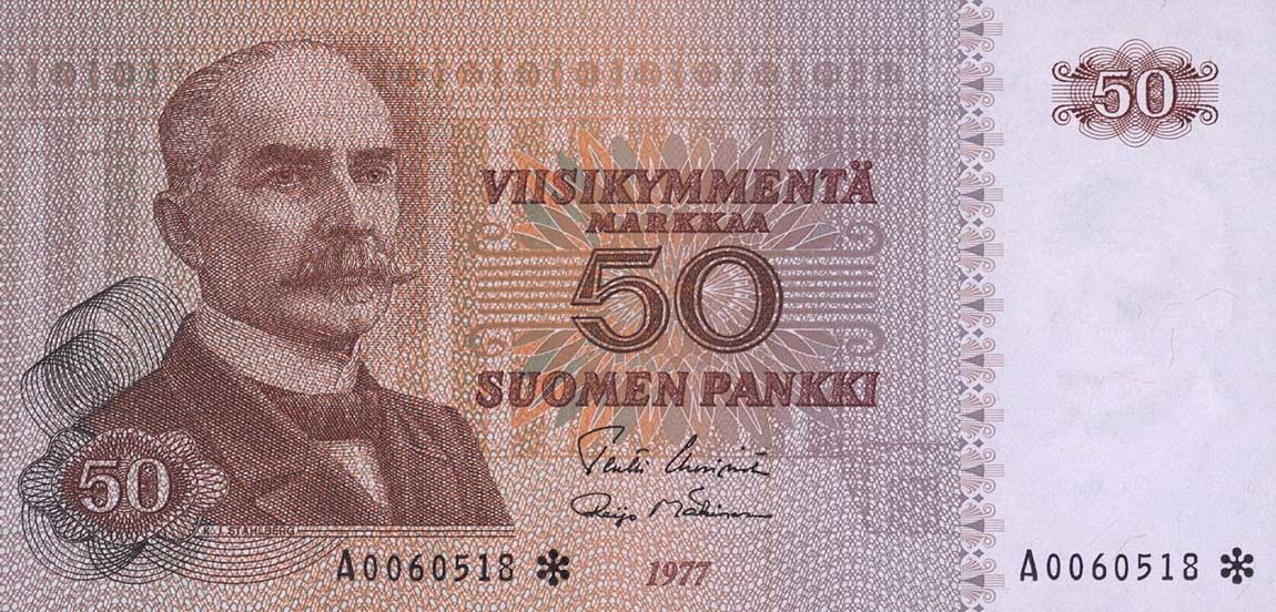 Front of Finland p108r1: 50 Markkaa from 1977