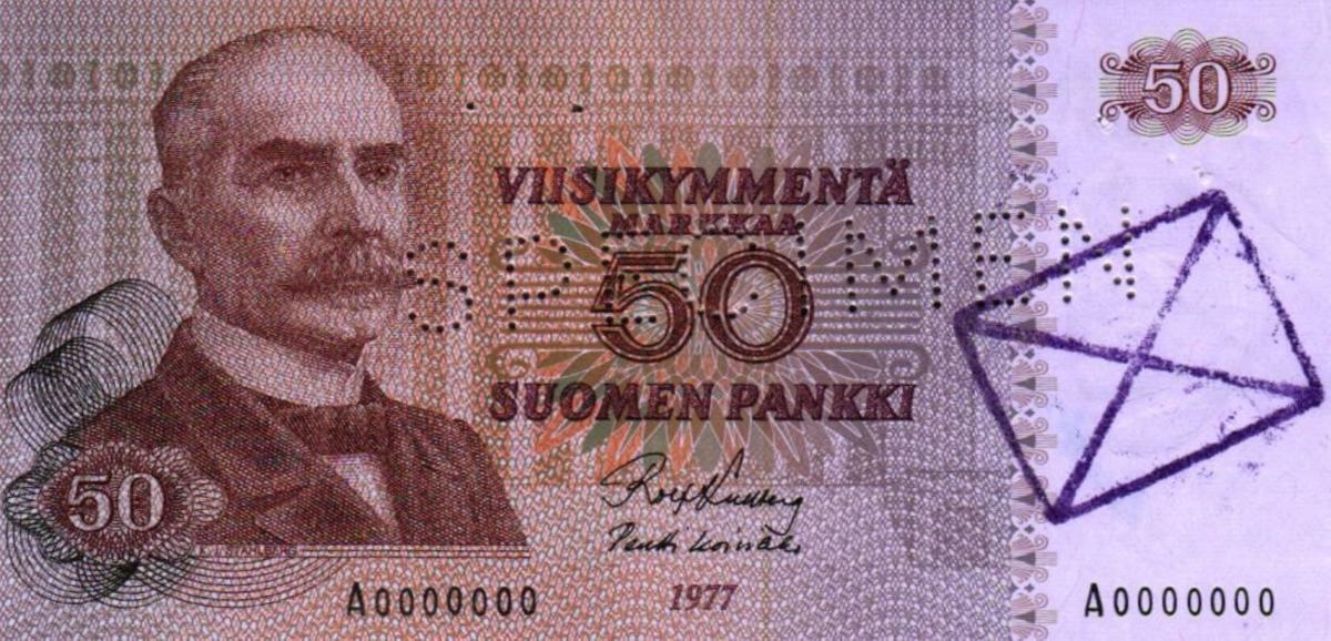 Front of Finland p108s: 50 Markkaa from 1977